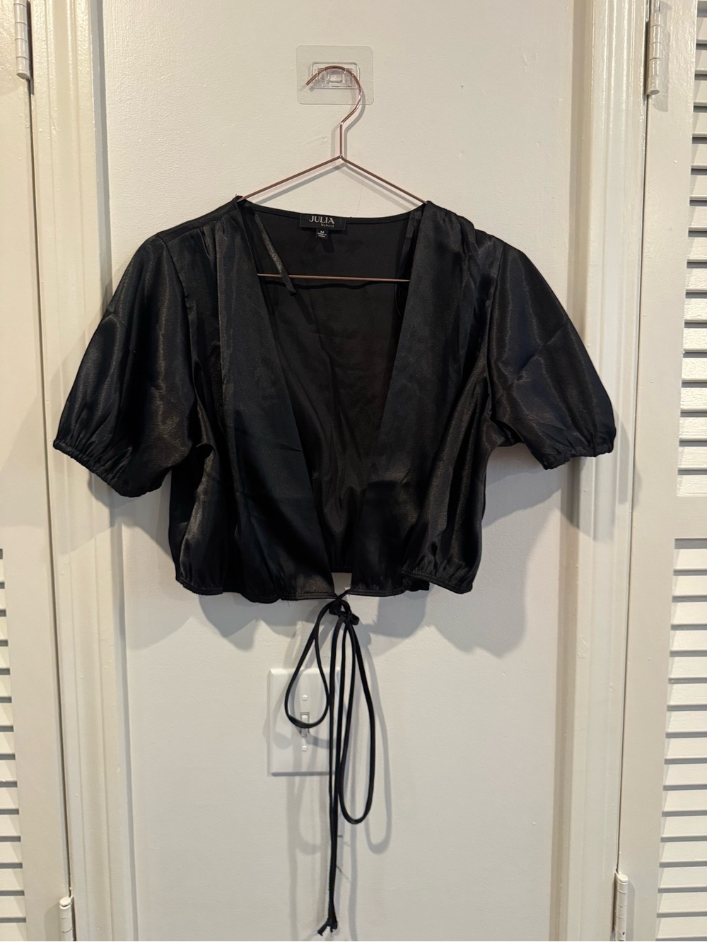 fashion nova Julia tie black blouse